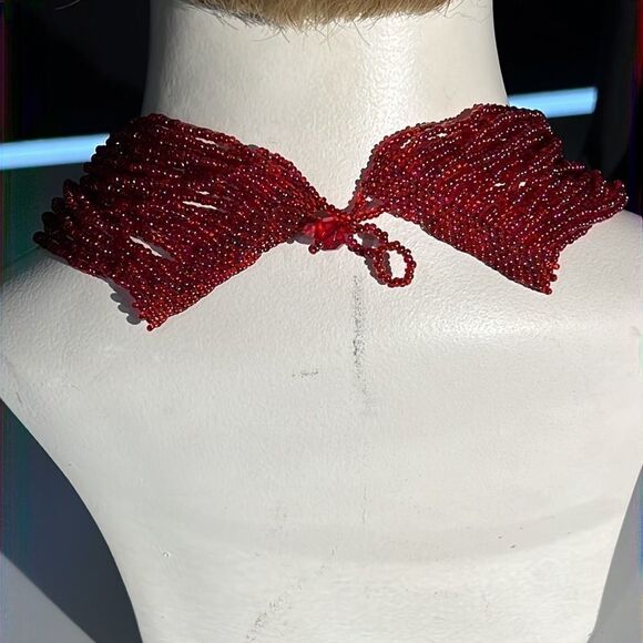 24 Strand Pill Bead Necklace - Red & Beautiful - Picture 6 of 12